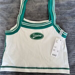 Urban Outfitters Green and White Crop Top